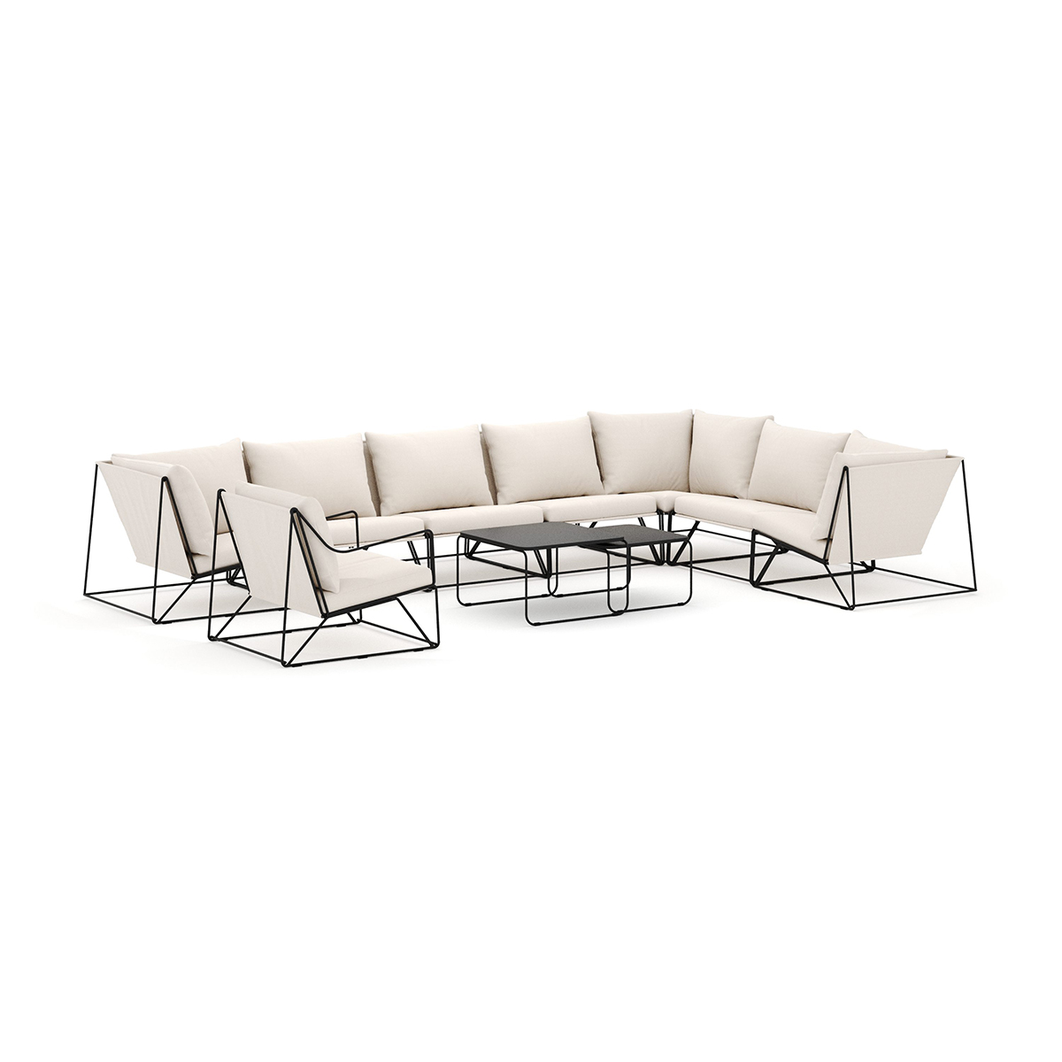 Loungesoffa Comfort Garden Usteryd utomhus L-soffa 8-sits vändbar med fåtölj
