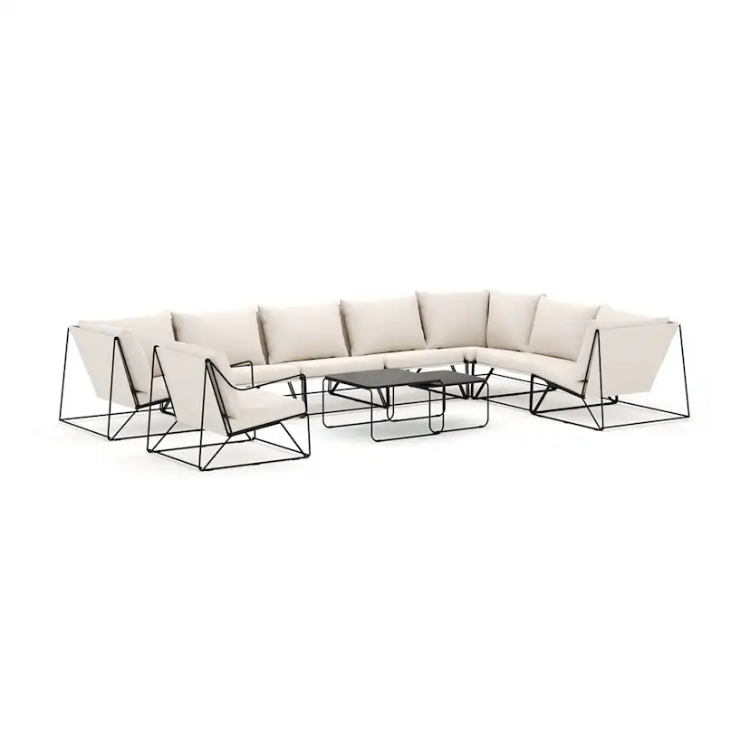 Loungesoffa Comfort Garden Usteryd utomhus L-soffa 8-sits vändbar med fåtölj