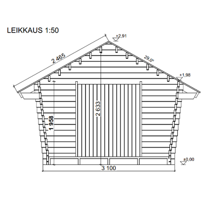 Timmerförråd LP Garden U-M (10m²) Lutande Tät Vägg