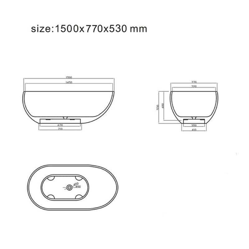 Badkar Bathlife Ideal Design Gjutmarmor Svart