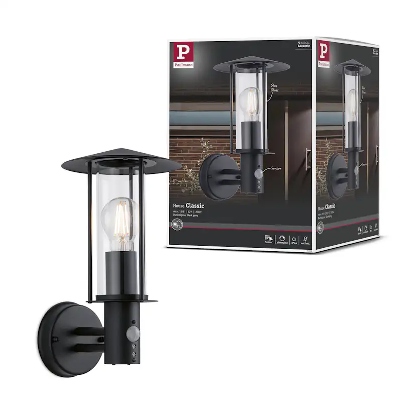 Fasadbelysning Paulmann Classic IP44 230V Design: med Skymningsstyrd Rörelsedetektor