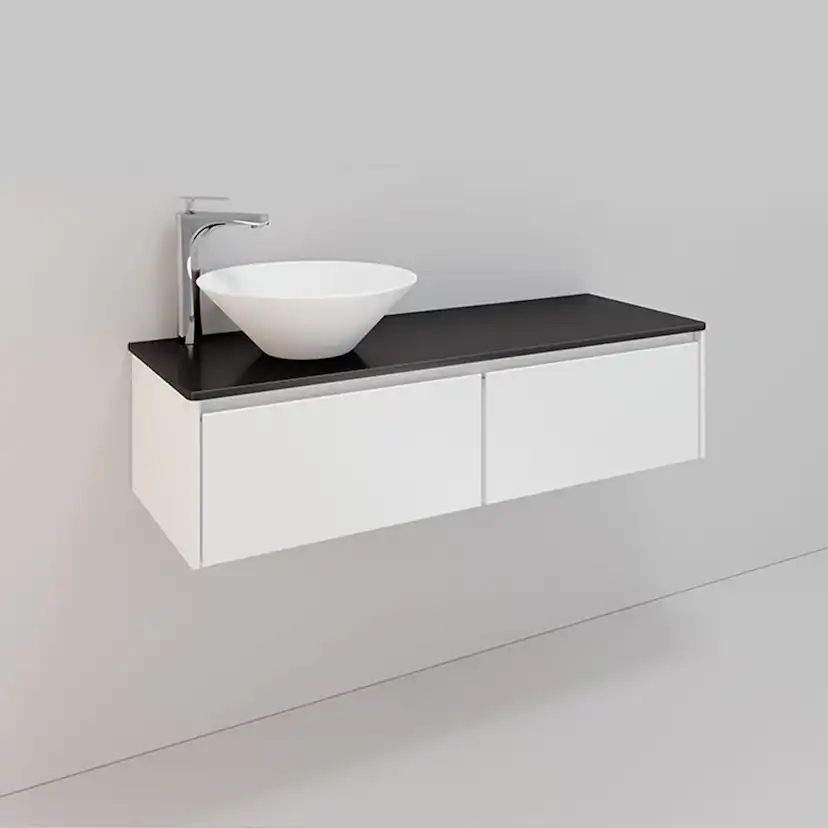 Tvättställsskåp Noro Lifestyle Concept 1200V Vit, 2 lådor, L BxH: 120x34,5 cm, 2 lådor, Tvättställ till vänster