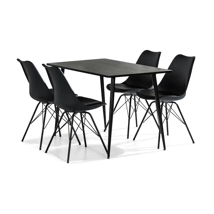 Matgrupp Basic Home Marcelen Rektangulärt Matbord 120 cm med 4 Shell Matstol
