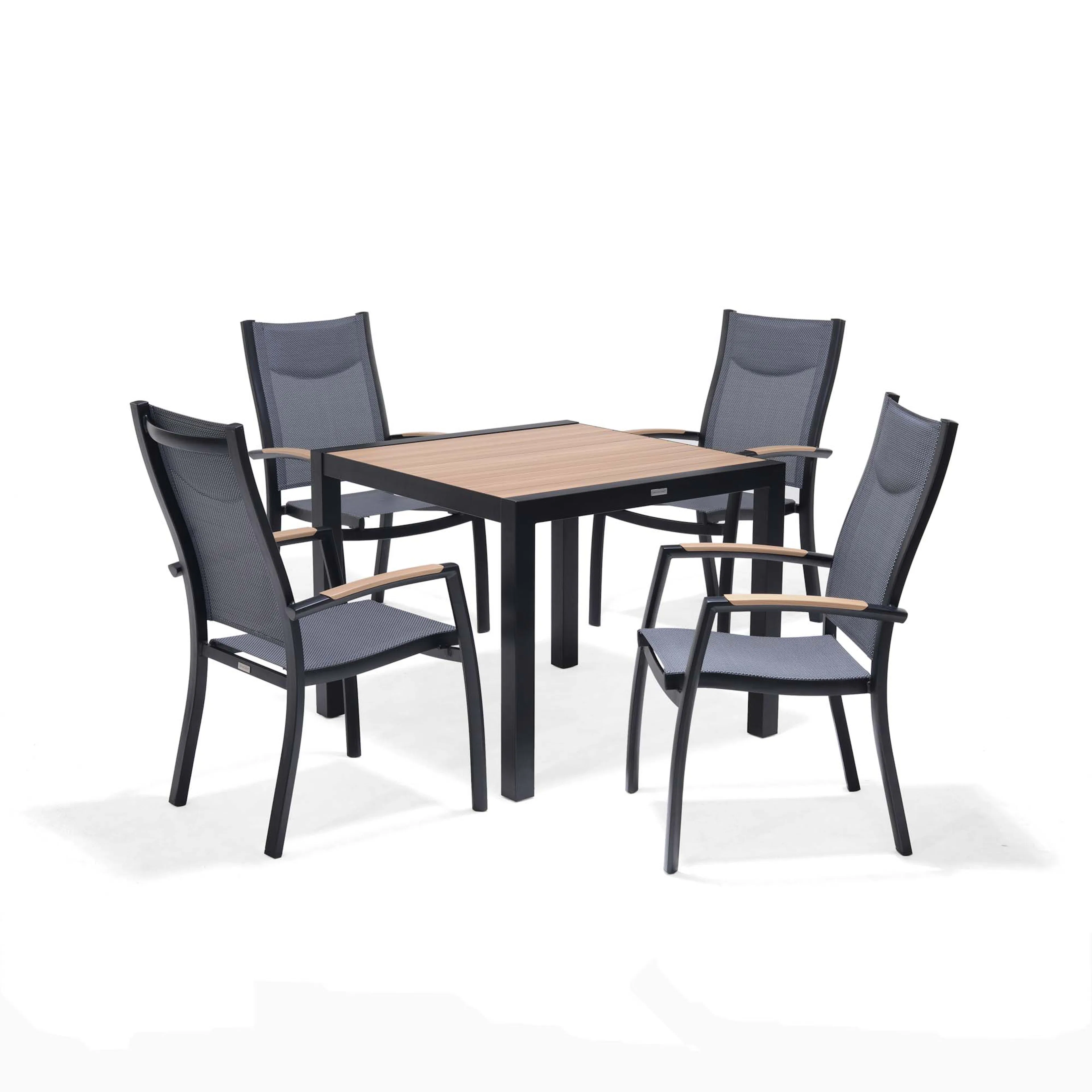 Matgrupp Utomhus LifestyleGarden Panama 90 cm 4 stapelbara karmstolar
