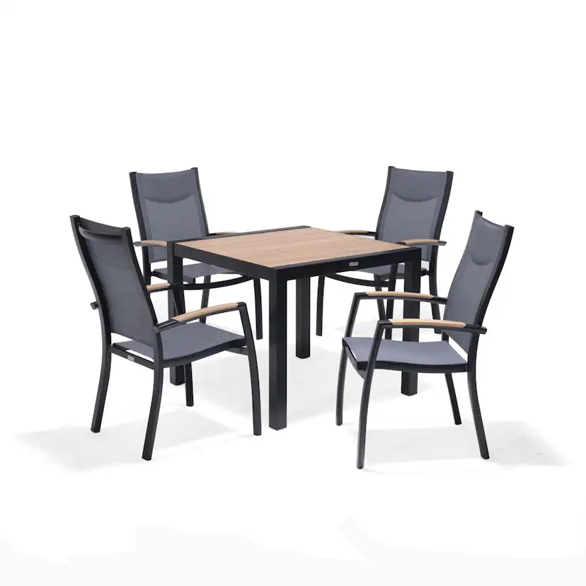 Matgrupp Utomhus LifestyleGarden Panama 90 cm 4 stapelbara karmstolar
