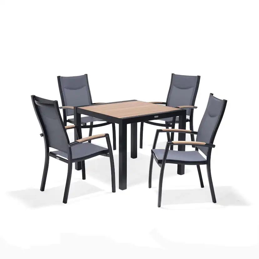 Matgrupp Utomhus LifestyleGarden Panama 90 cm 4 stapelbara karmstolar