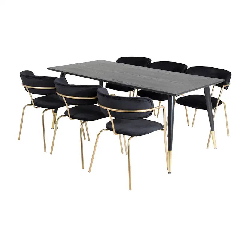 DippTable -Black Brass+Arrow armchair- Black_6 Svart/Mässing/Svart