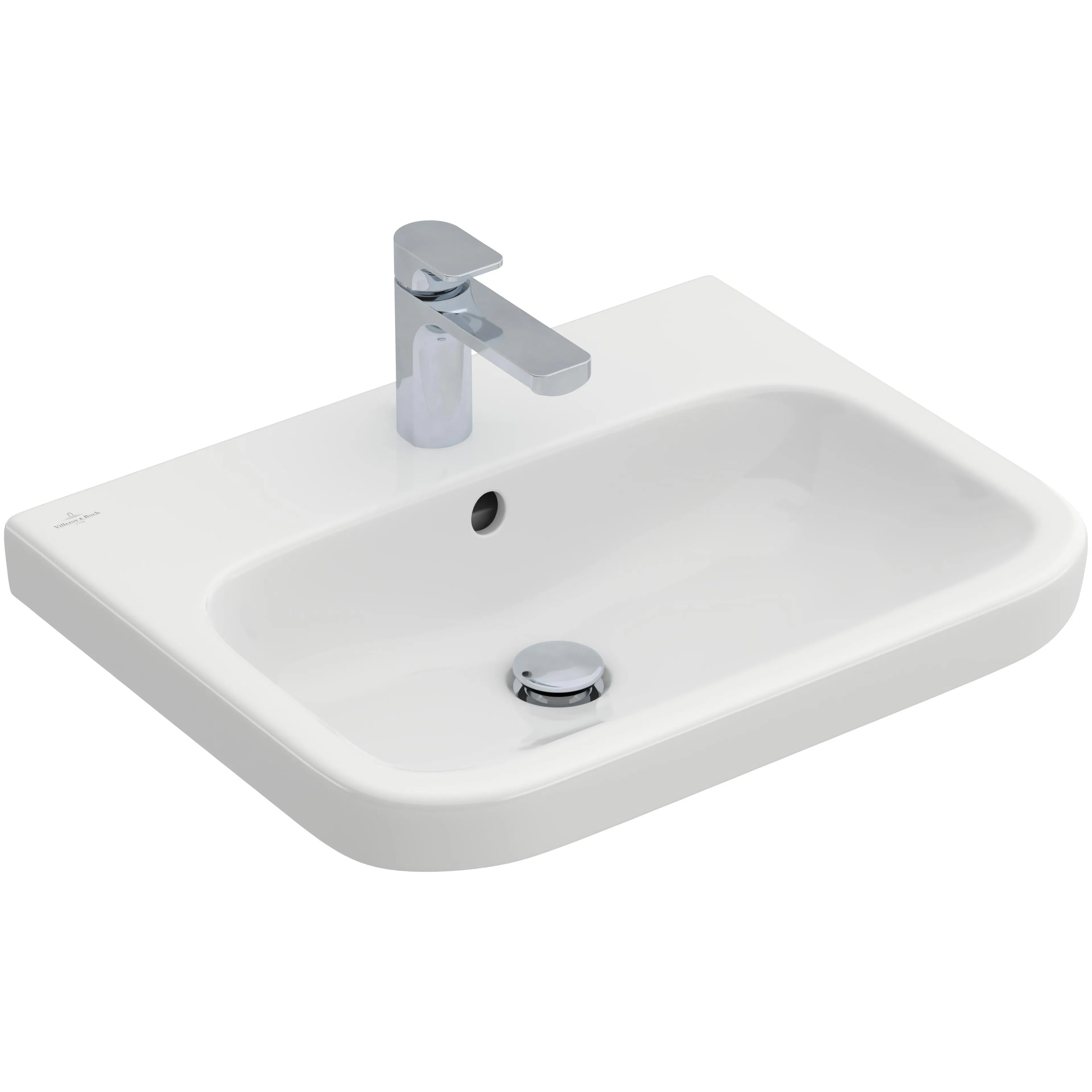 Tvättställ villeroy & Boch Architectura 41886G01 Vit Alpin, Med Bräddavlopp, 600 mm, för Trehålsblandare, Undersida: Polerad