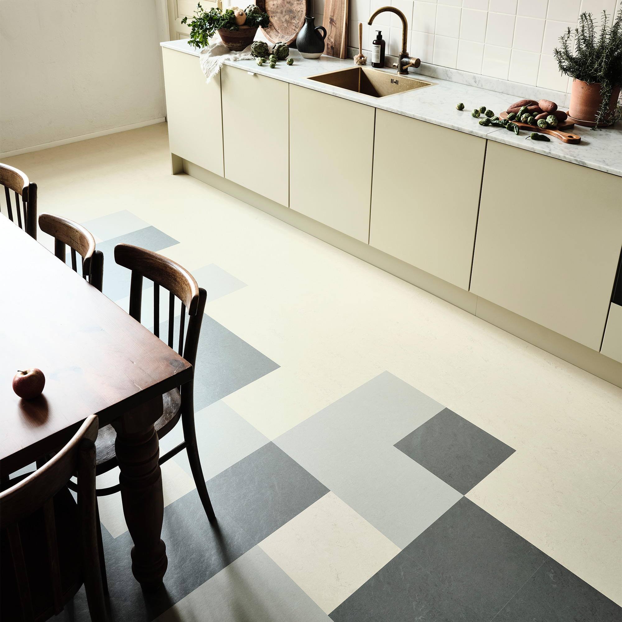 Linoleumgolv Forbo Marmoleum Click Orbit Grå 30x30cm med Klicksystem