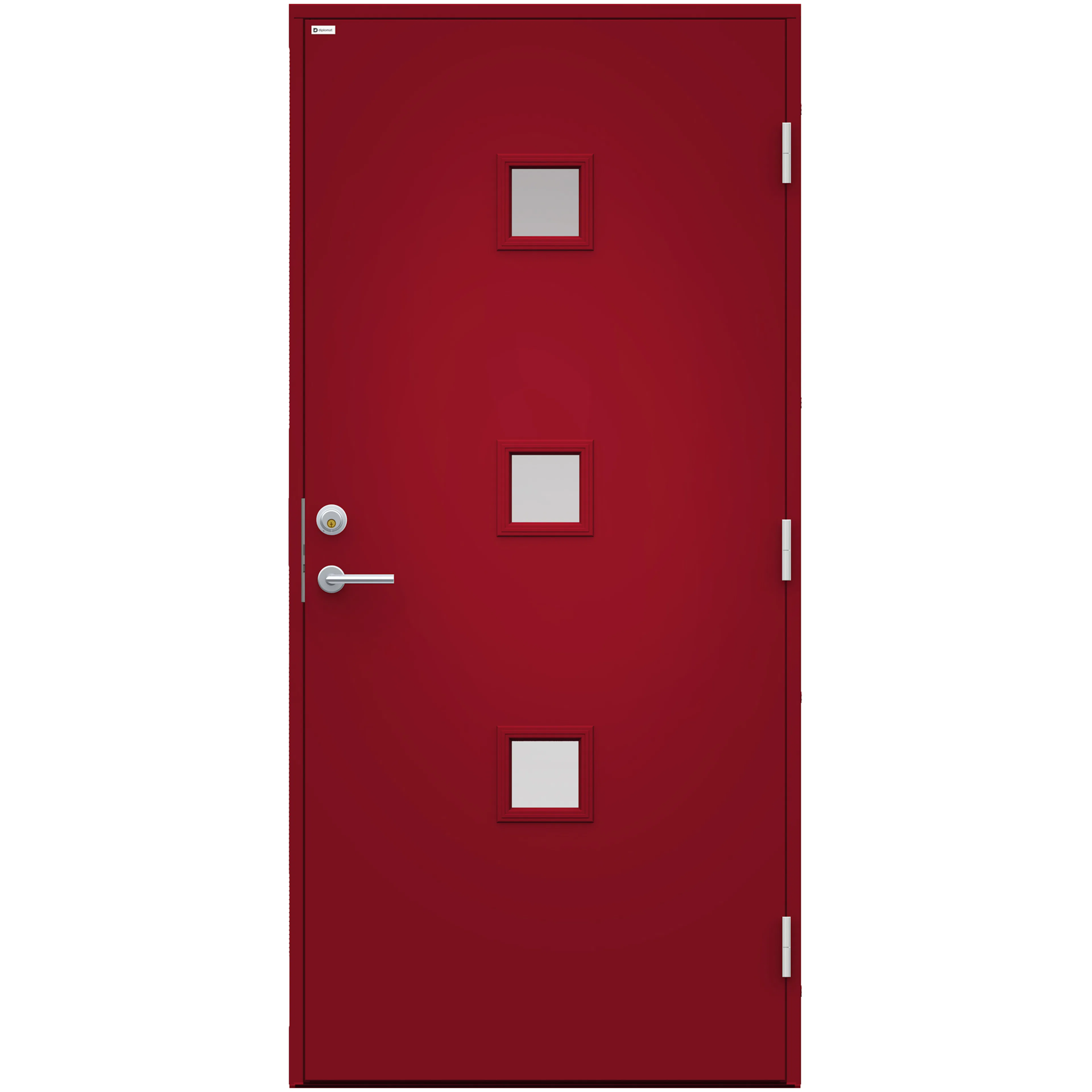 Ytterdörr Iris Glas 9x21, S-5040-R BxH: 90x210 cm, Röd, Högerhängd