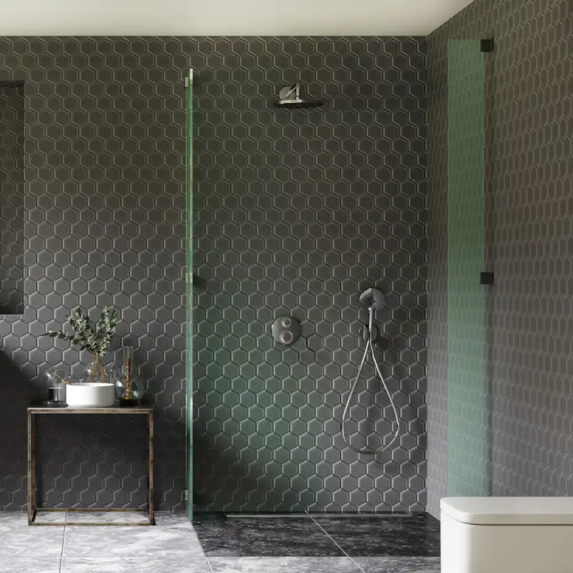 Inbyggnadspaket Dusch Hansgrohe Ecostat S Takdusch: Vägganslutning