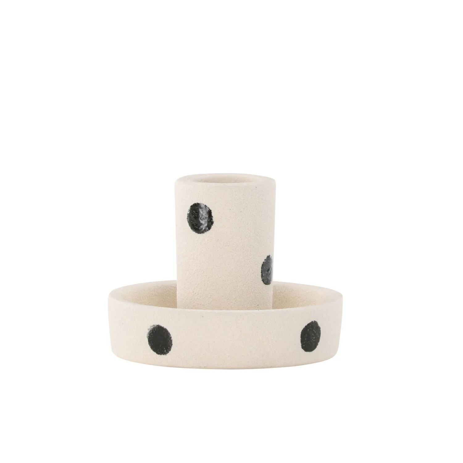 Ceco Candlestick - White/Black Dots - W11*H6cm Vit/Svart