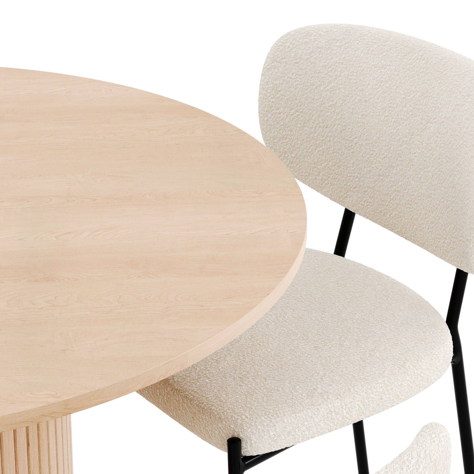 Matgrupp Bark Kopparbo Runt Matbord 106-156 cm Förlängningsbartt med 4 Gemmiano Matstol