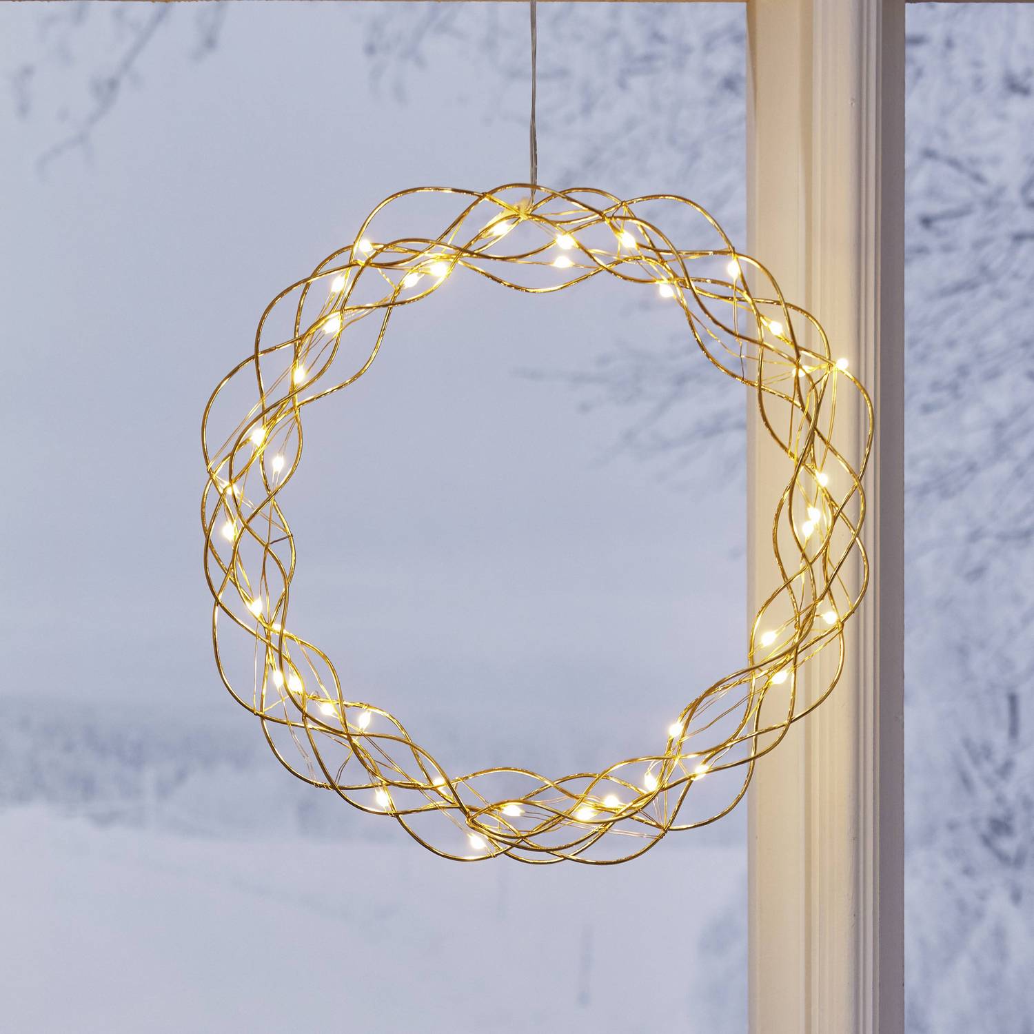 Hängande Dekoration Star Trading Curly Krans med LED 30cm