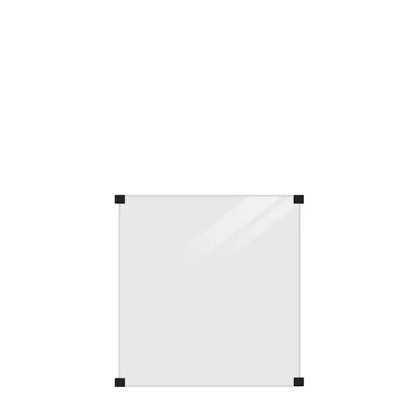 Glasstaket PLUS Härdat till Runda Stolpar 90 x 91 cm Rökigt Gråsvart Glas