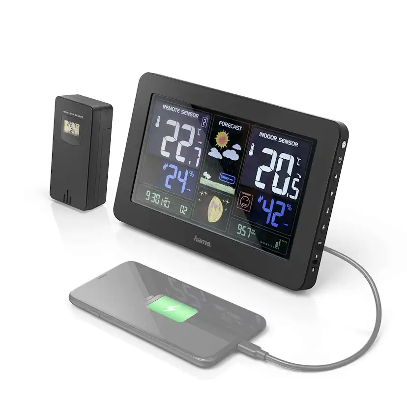 Väderstation Hama Premium Trådlös Termometer med WiFi & Multigivare Svart