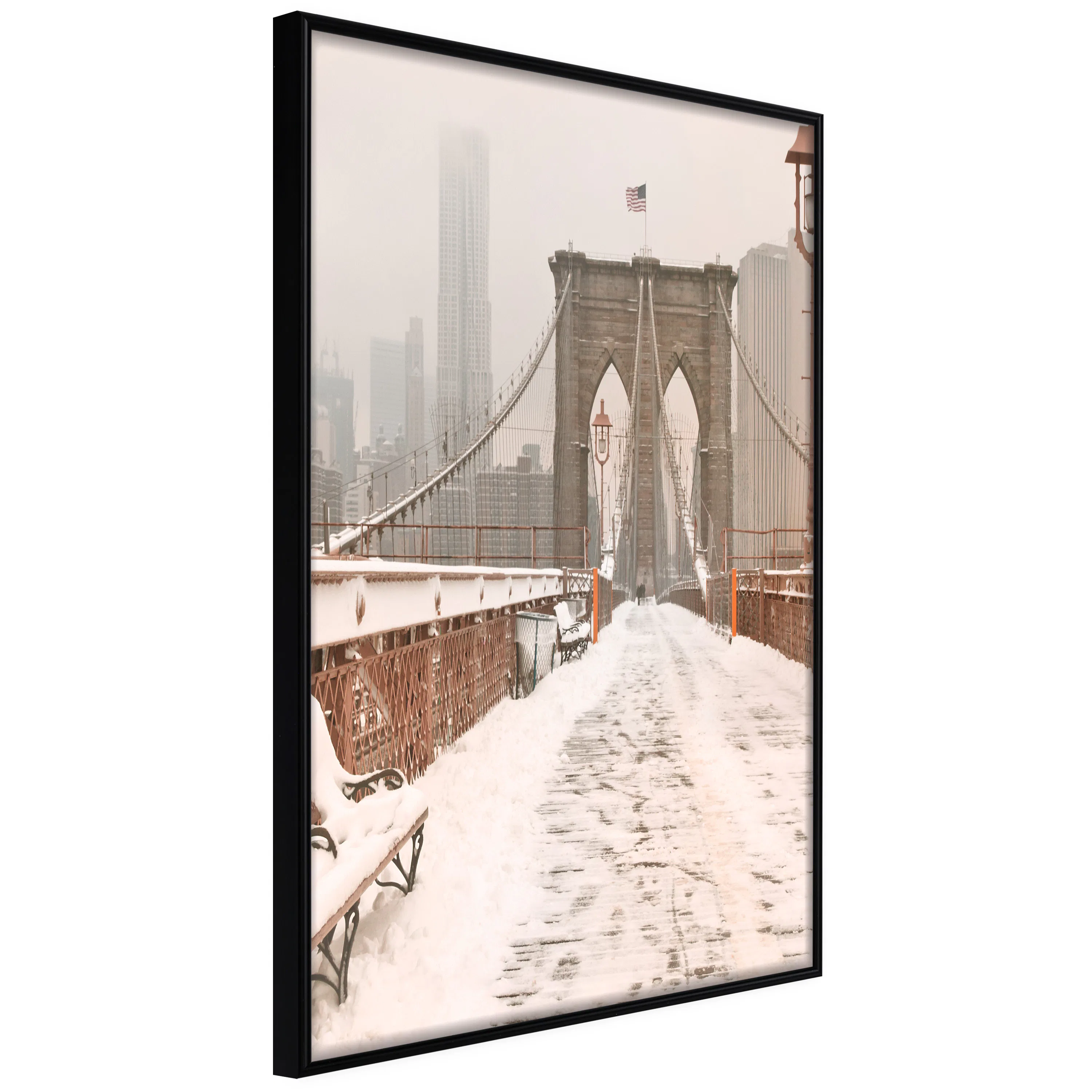 Poster Artgeist Affisch Brooklyn Bridge in Sepia