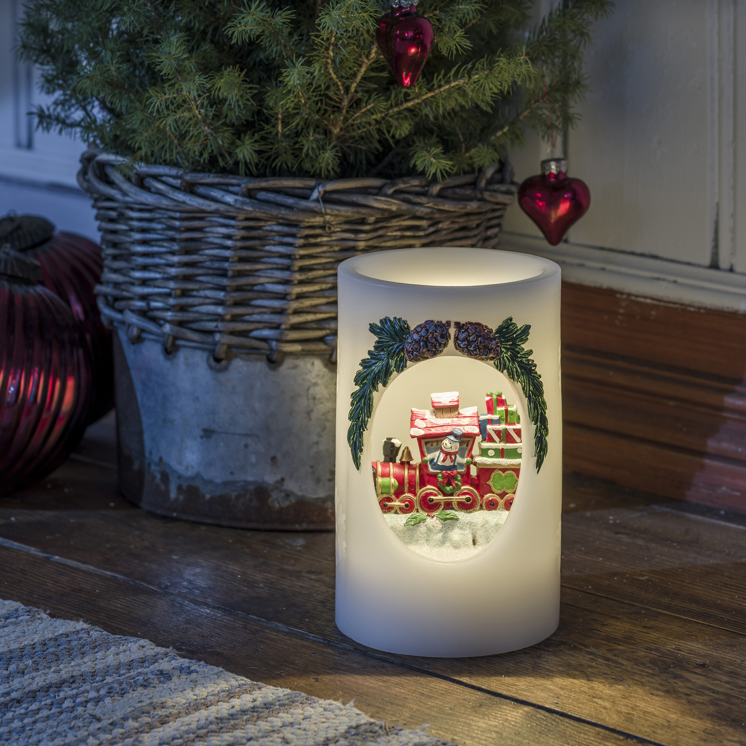 Vaxljus Gnosjö Konstsmide Tåg med Snögubbe LED