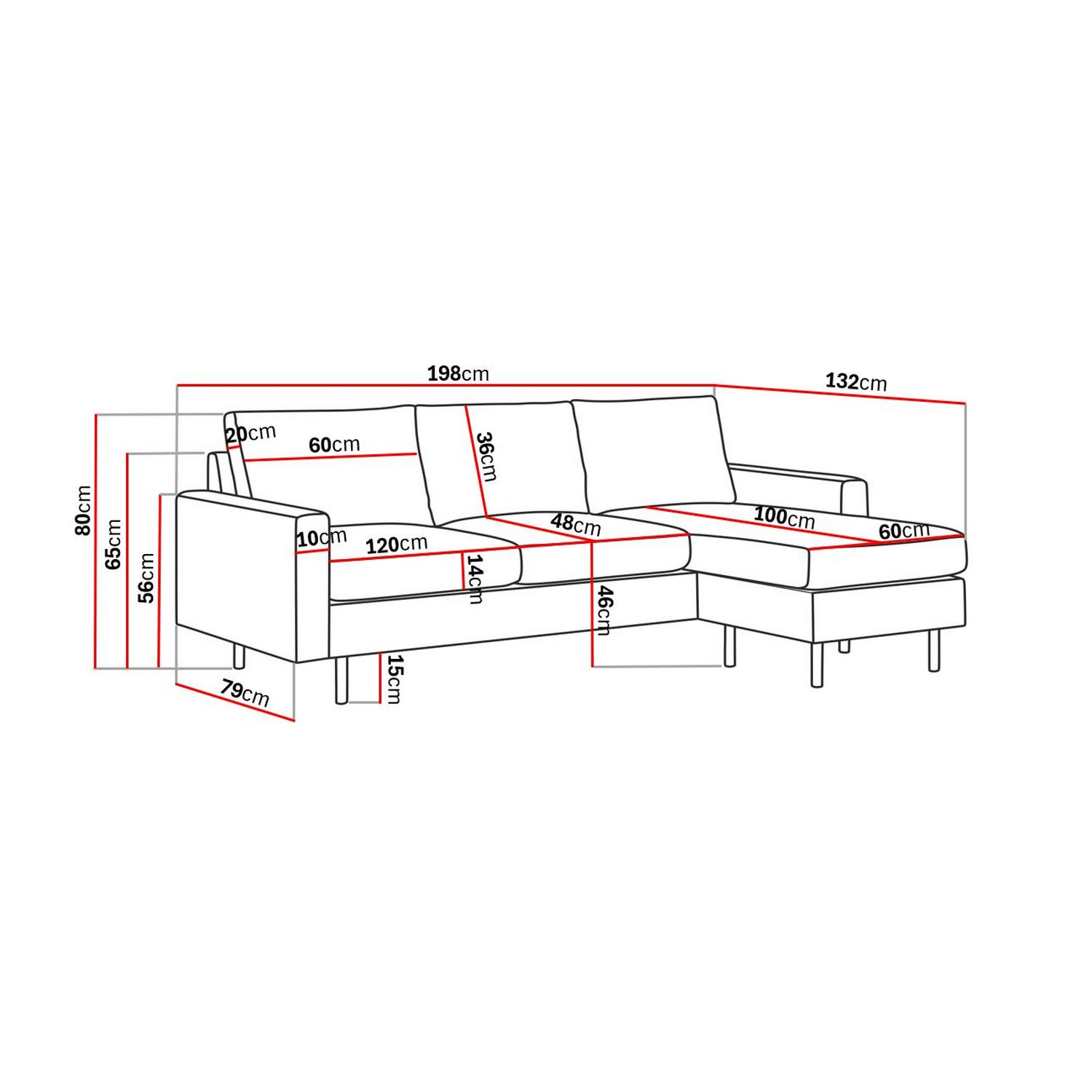 Soffa Scandinavian Choice Peppe Vändbar L-Formad Divansoffa 3-sits