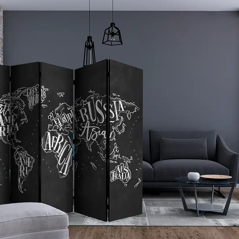 Rumsavdelare Skärmvägg Arkiio Retro Continents Black II 225x172 cm
