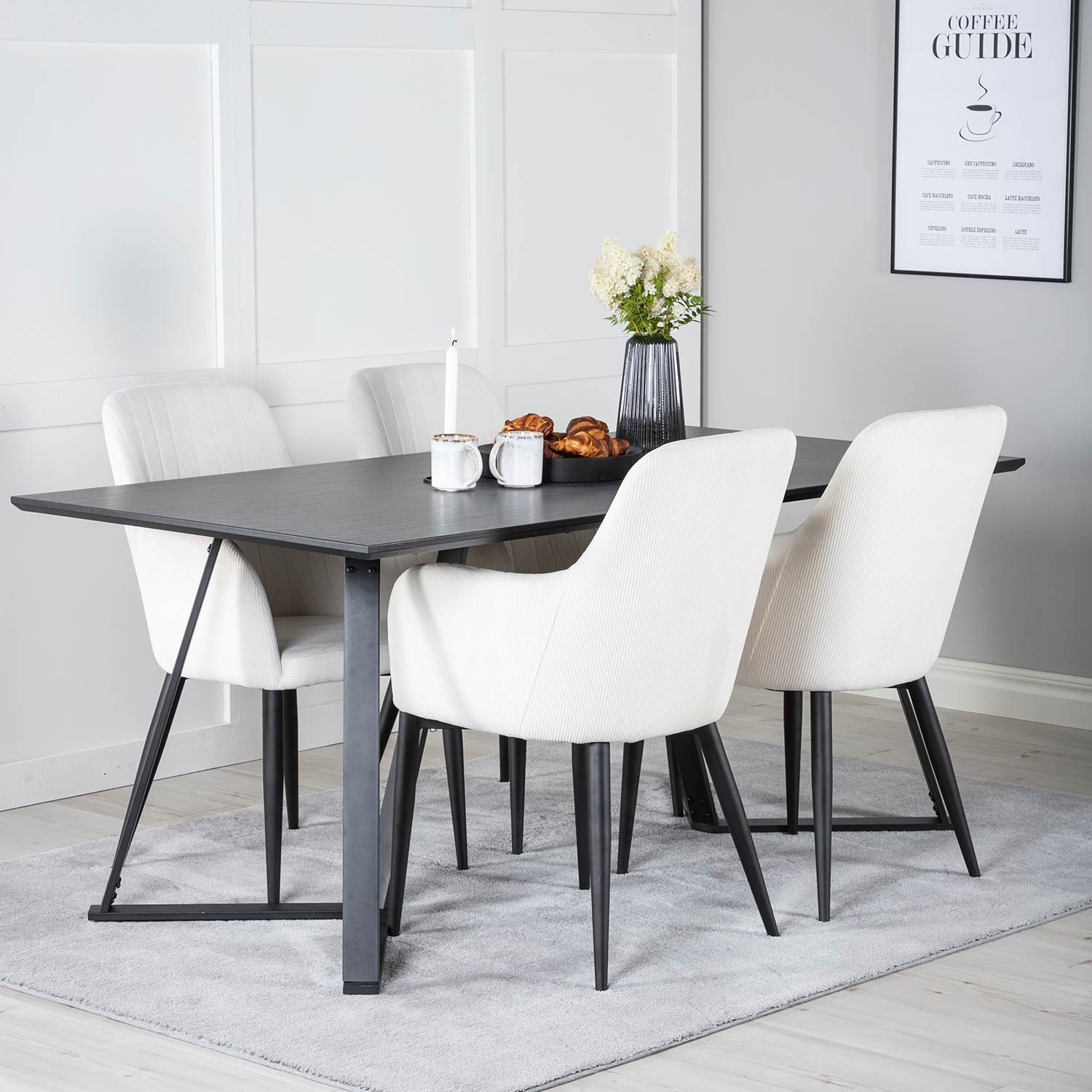 Marina Table - Black top /Comfort Chair - Beige / Black_4 Svart/Beige