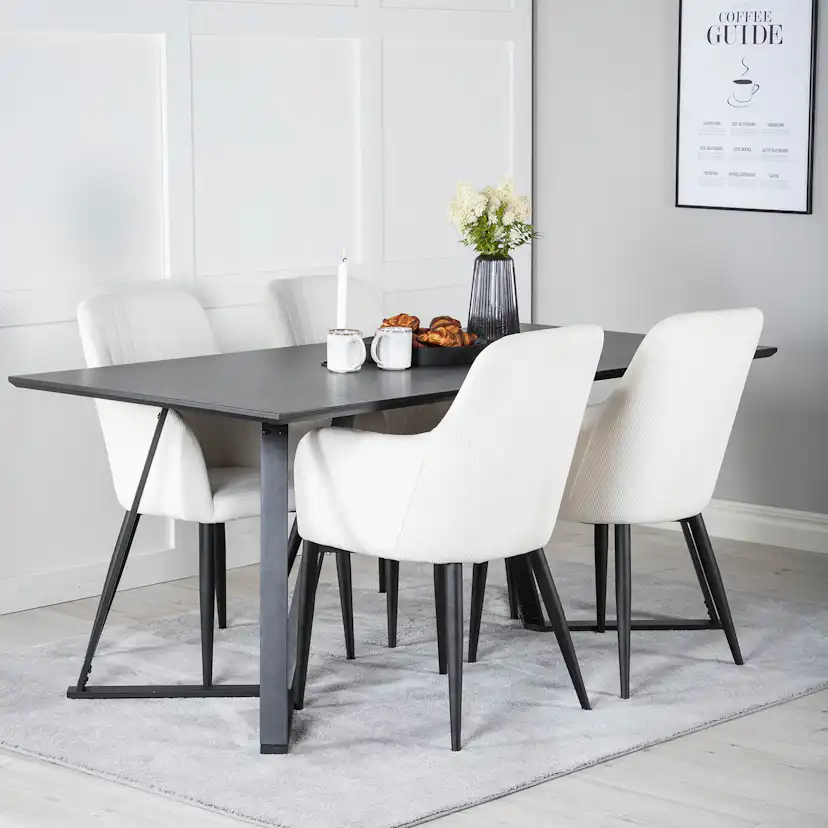 Marina Table - Black top /Comfort Chair - Beige / Black_4 Svart/Beige