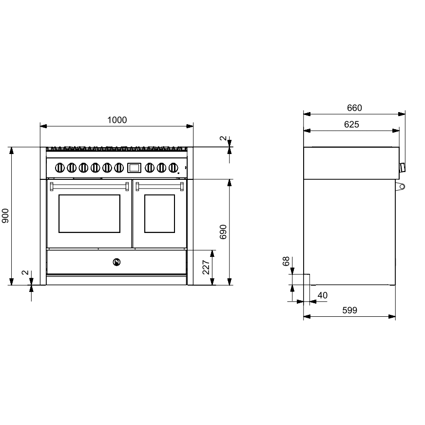 Induktionsspis Steel Genesi Combi - Steam 100 cm Rostfri med Två Ugnar
