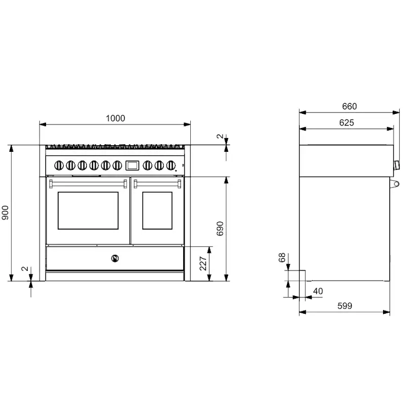 Induktionsspis Steel Genesi Combi - Steam 100 cm Rostfri med Två Ugnar