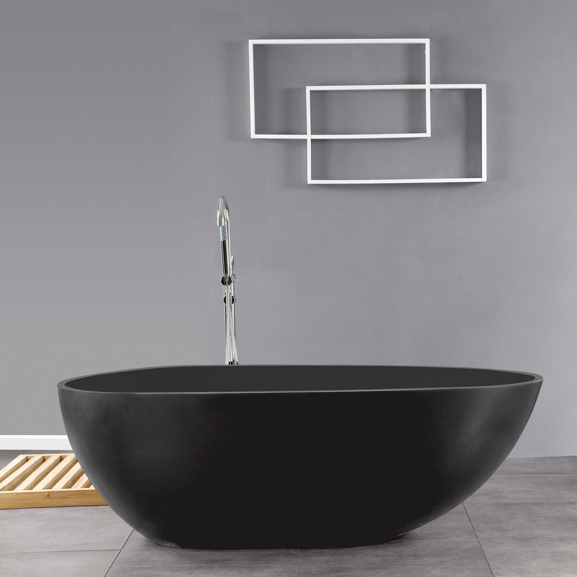 Badkar Bathlife Ideal Design Gjutmarmor Svart
