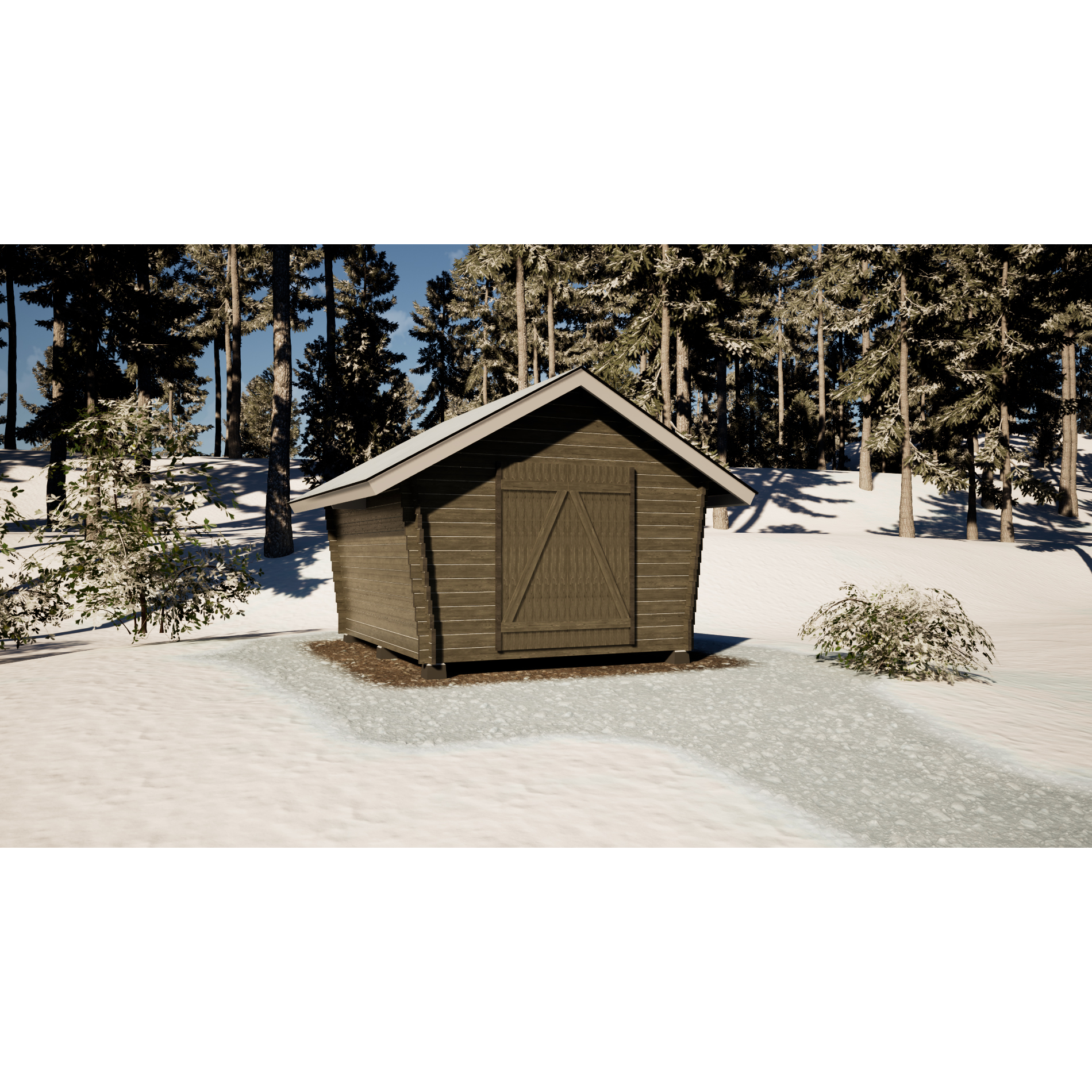 Timmerförråd LP Garden U-M (10m²) Lutande Tät Vägg