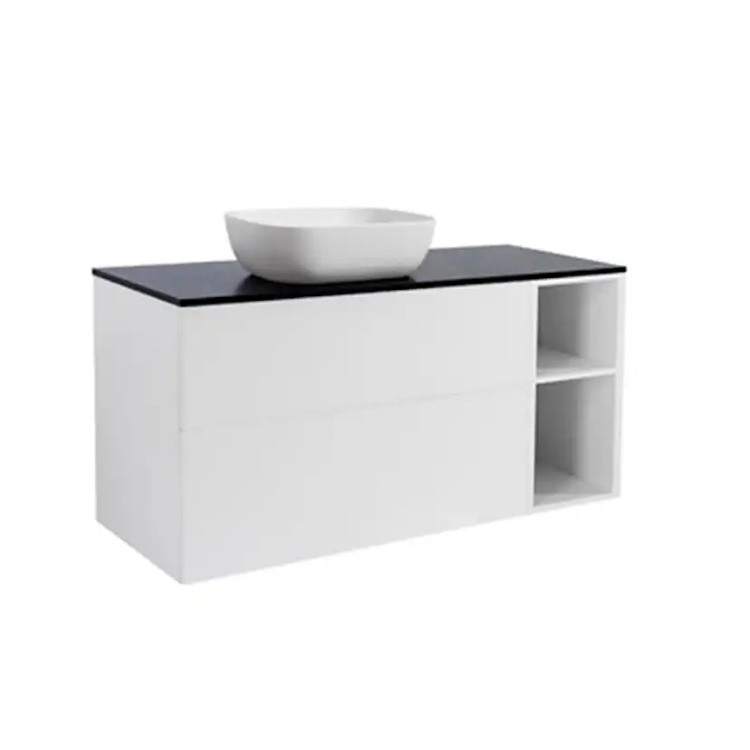 A IS90+30Ö VIT BS SV+TS REKVIT Färg: Vit, Färg Tvättställ: Vit, Färg Bänkskiva: Svart, Rektangulär Form, Storlek: 740x1210 mm