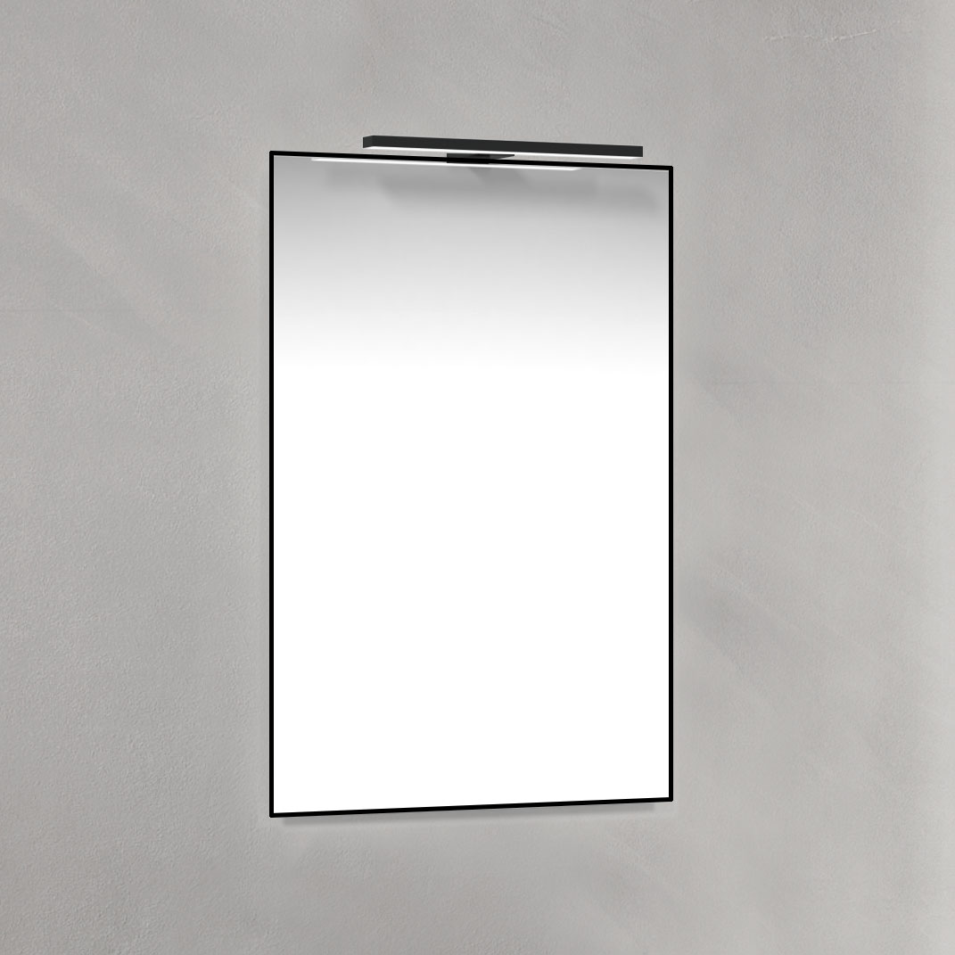 Spegel 45x70 Svart Ram Svart T-Belysning Bredd: 450 mm, Mattsvart