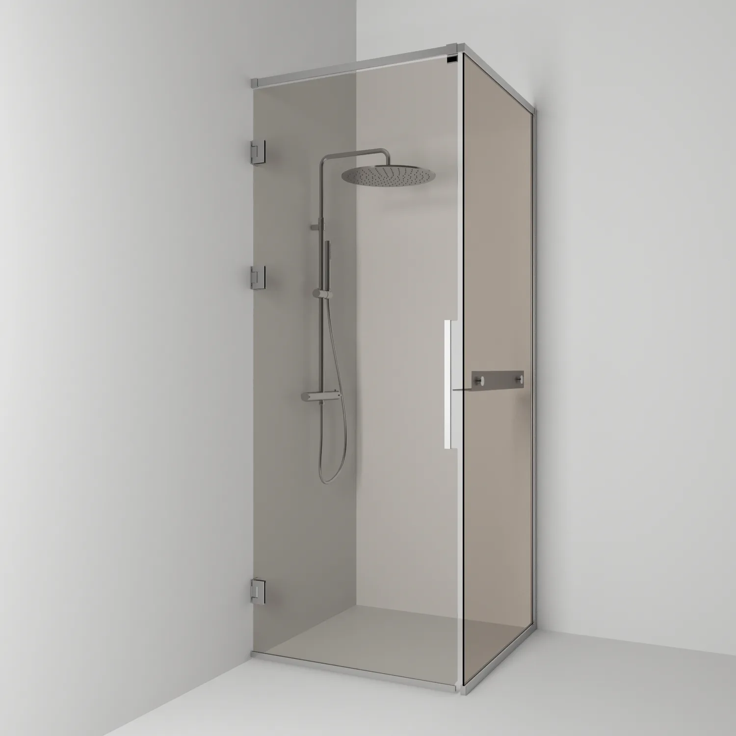 Hörn Langfoss Ma/Br 80x92x230H B: 800 mm, H: 2300 mm, Profil: Alu matt, Bronsglas