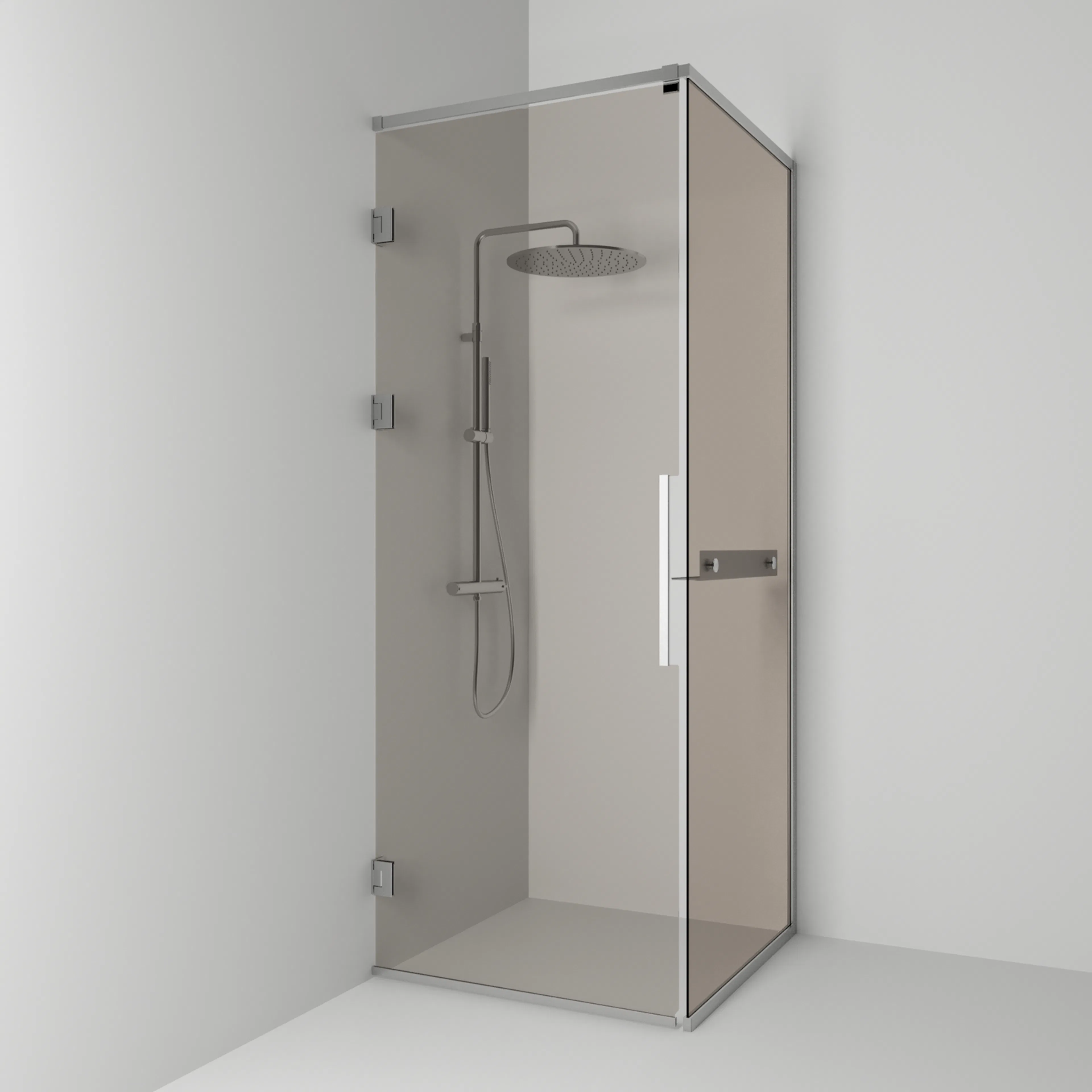 Hörn Langfoss Ma/Br 80x92x230H B: 800 mm, H: 2300 mm, Profil: Alu matt, Bronsglas