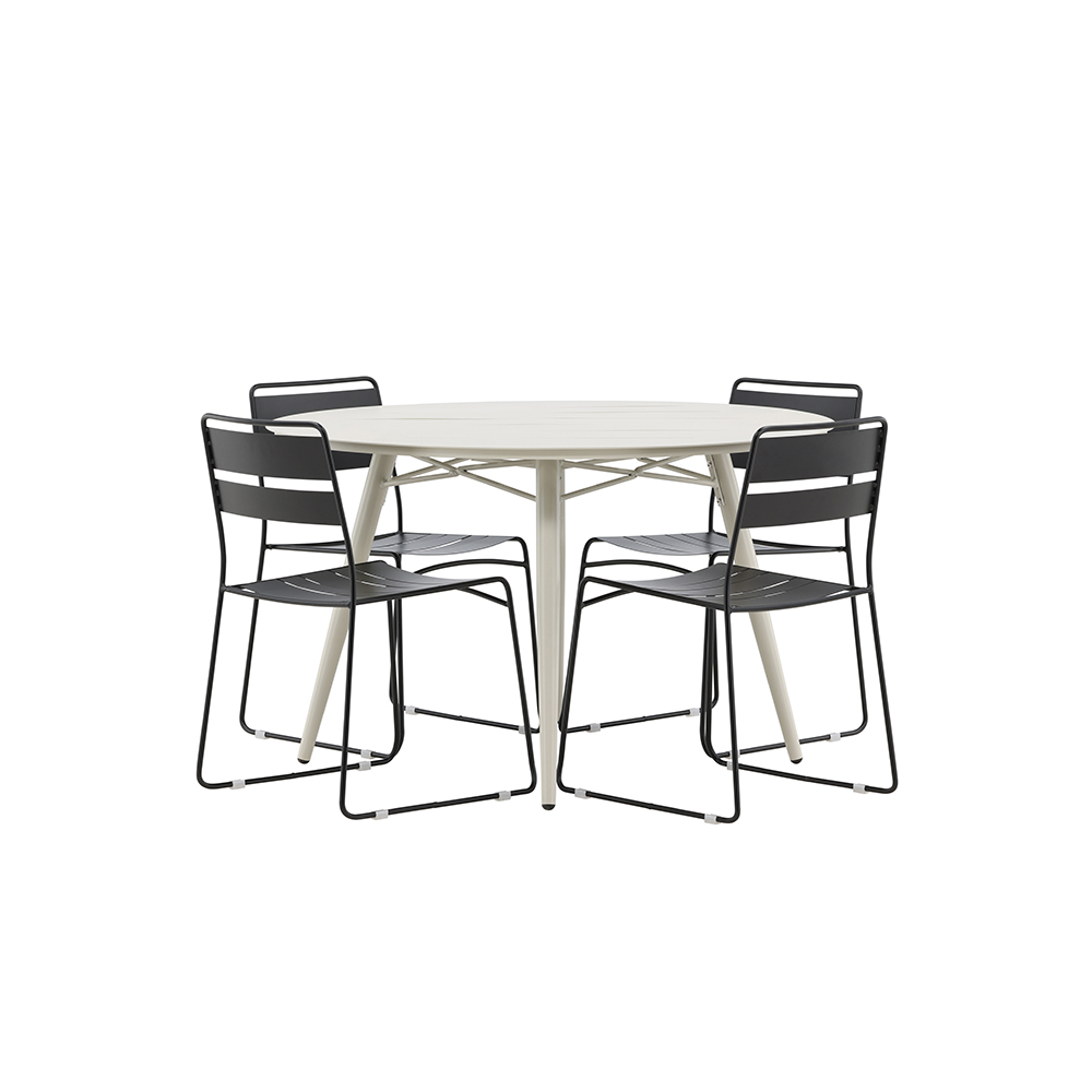 Lina Dining Table - Beige - Round 120 cm _1+ Lina Dining Cha Beige/Svart