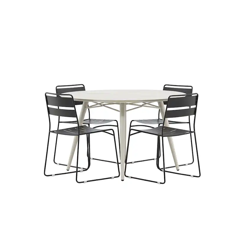 Lina Dining Table - Beige - Round 120 cm _1+ Lina Dining Cha Beige/Svart