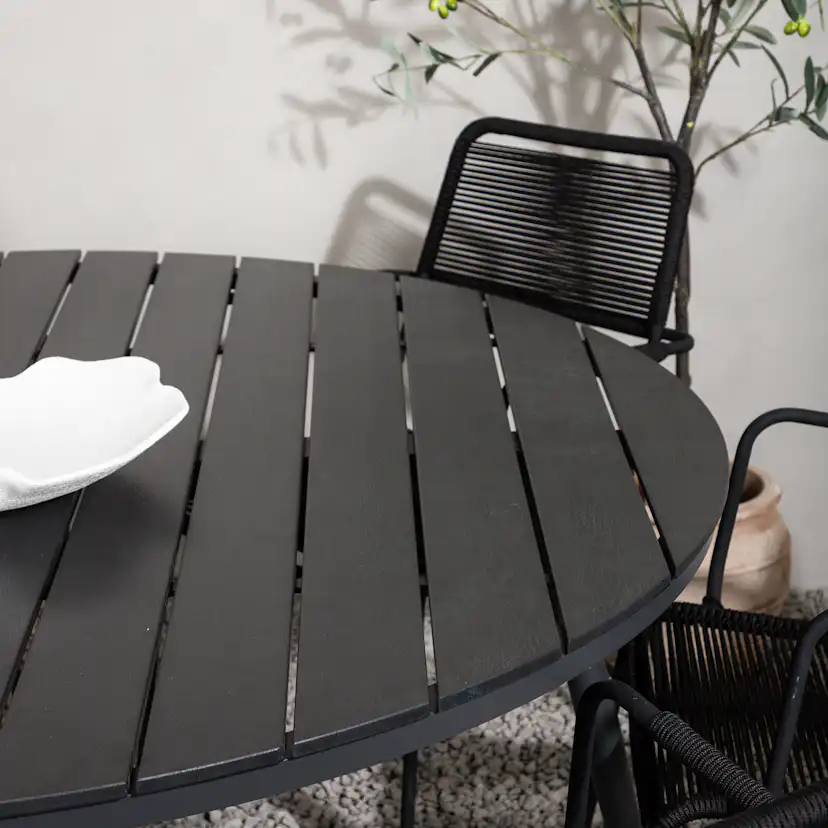 Break - Dining Table Round- Black / Black - Alu / Aintwood - Svart