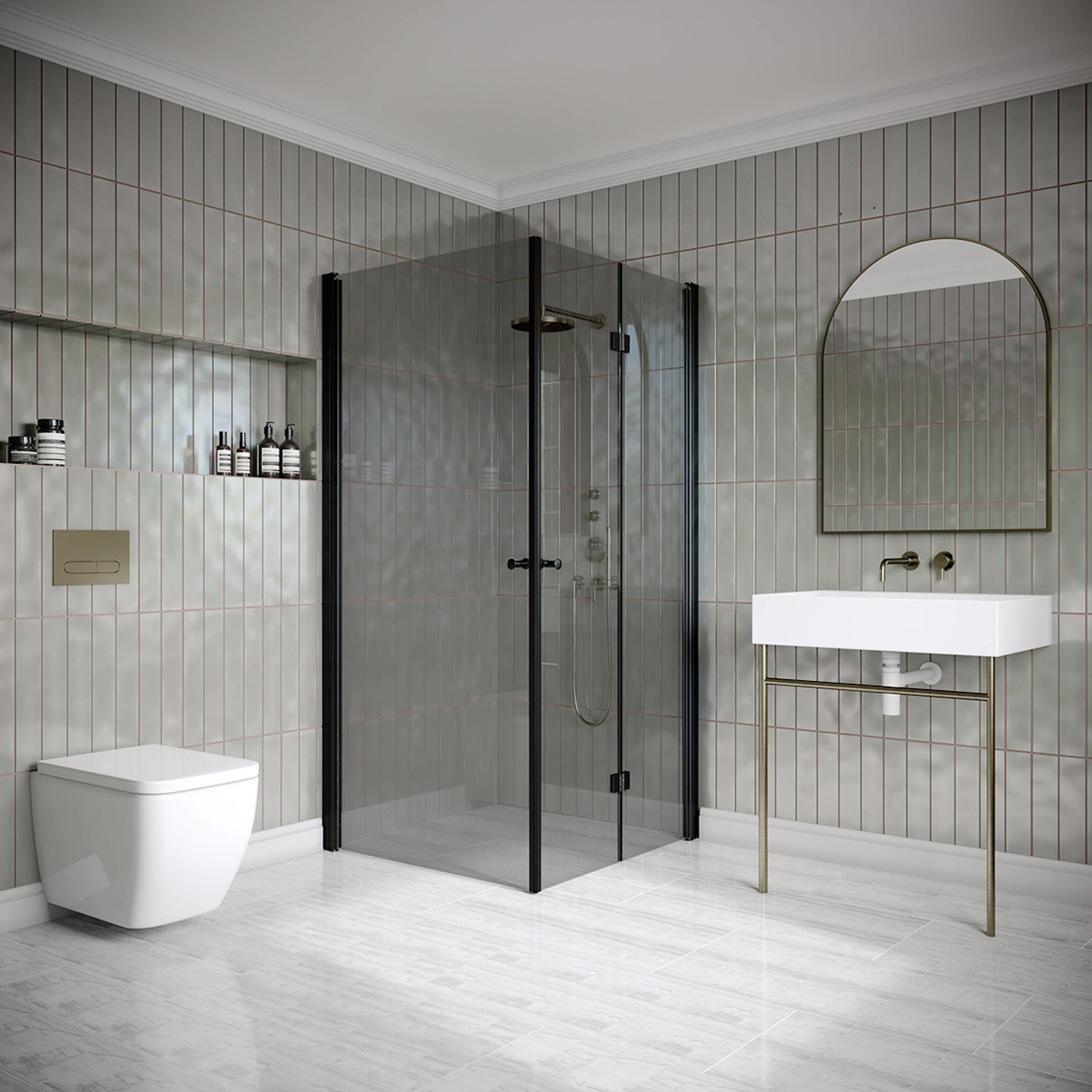 Hietakari Classic 149 905x795x1900 mm, Rökglas, Svarta profiler