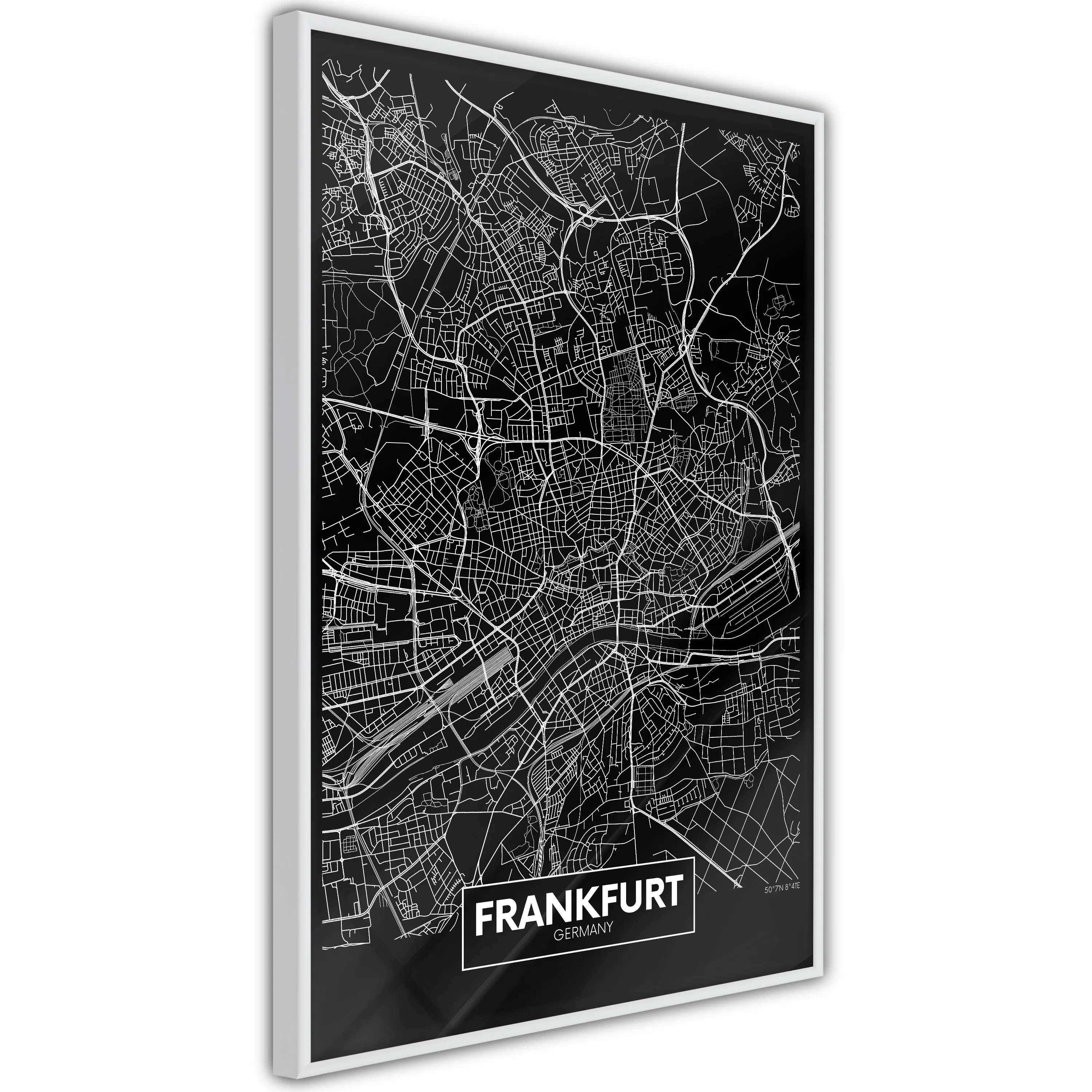 Poster Artgeist Affisch Dark Map of Frankfurt