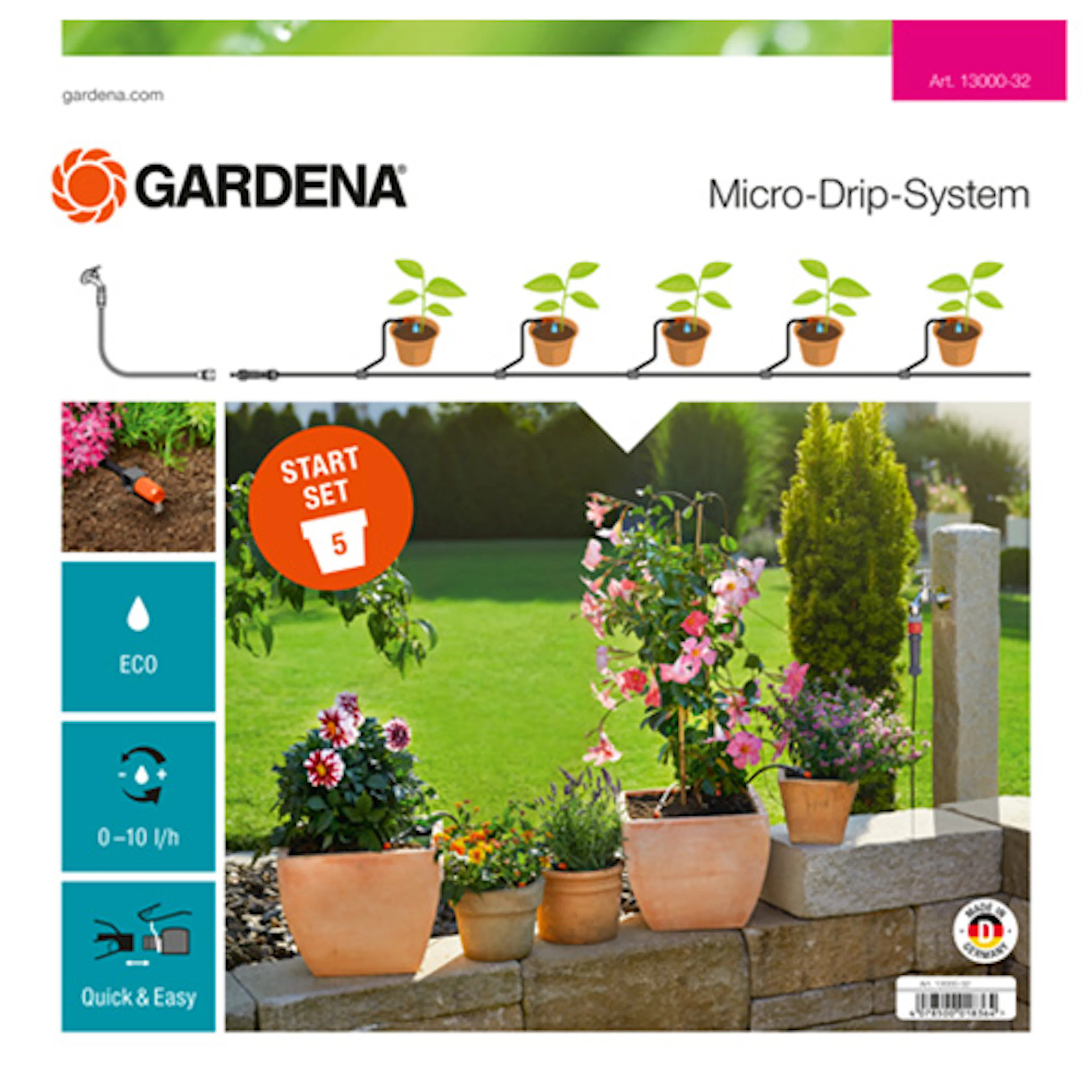 Bevattningsstartset Gardena Micro-Drip-System S för Terrass/Balkong 2022