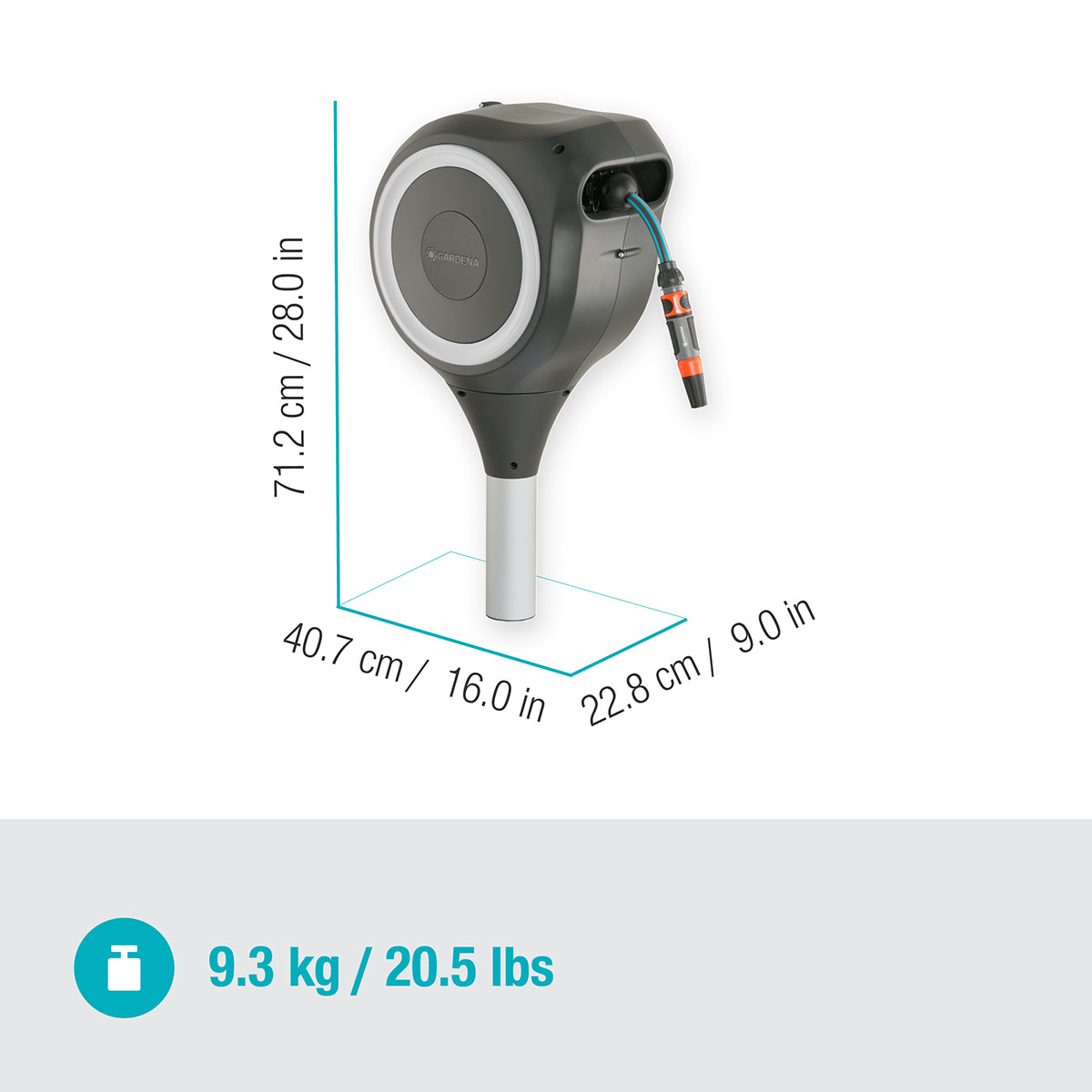 Slangbox Gardena Altan RollUp M 20m Vit