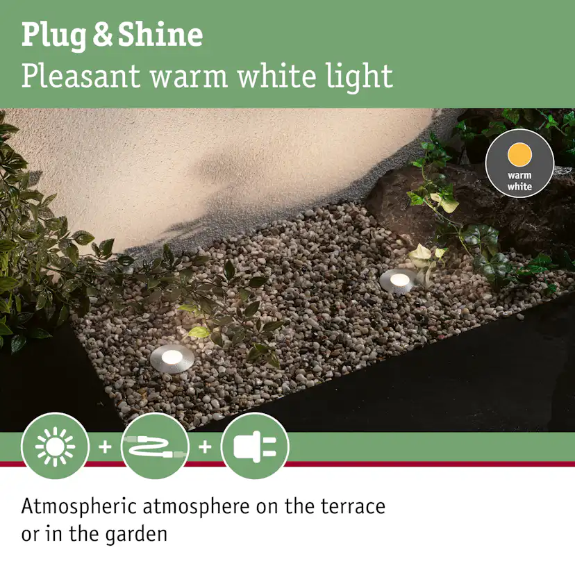 LED Infälld Markbelysning Paulmann Plug & Shine Floor Mini Spot IP67 24V Förlängningsset 3-pack med Kabel