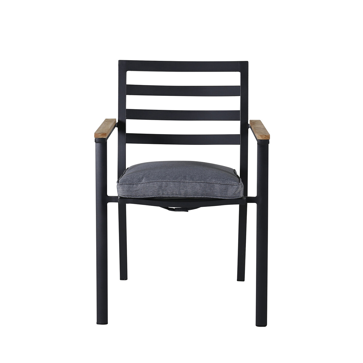 Brasilia Karmstol (stapelbar) - Svart Alu / Teak Svart