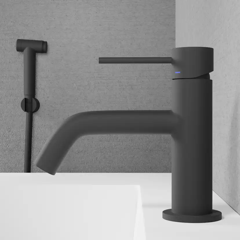 Tvättställsblandare Scandtap Steel Voyage med Sidodusch