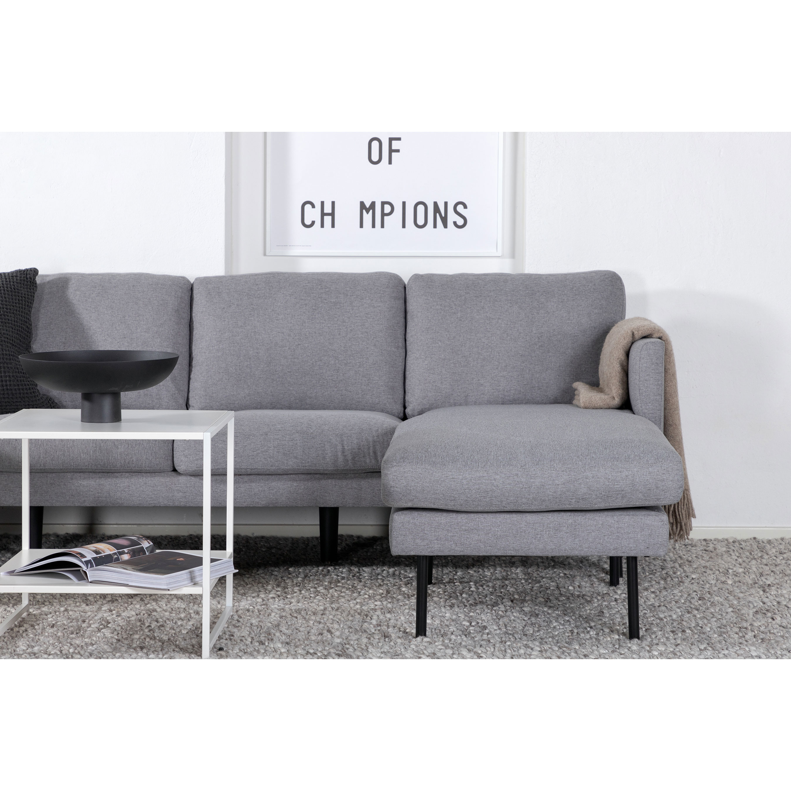 Zoom U-Sofa - Black / Steel Grey Fabric Grå