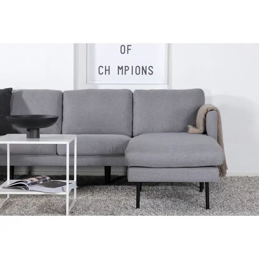 Zoom U-Sofa - Black / Steel Grey Fabric Grå