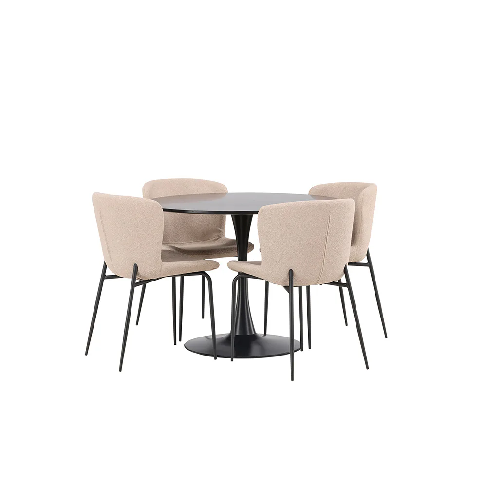 Matgrupp Venture Home Glade Ø 100 cm med 4 Modesto Stolar
