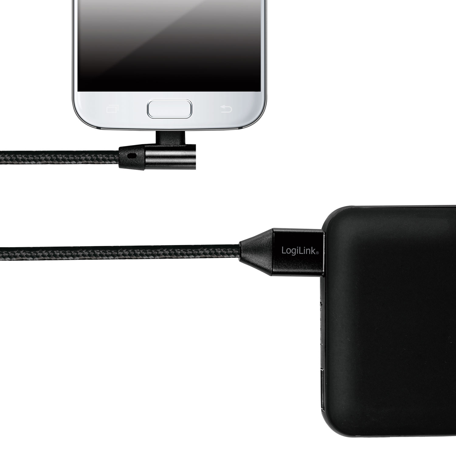 Vinklad MicroUSB-kabel LogiLink USB 2.0 15W 1 m