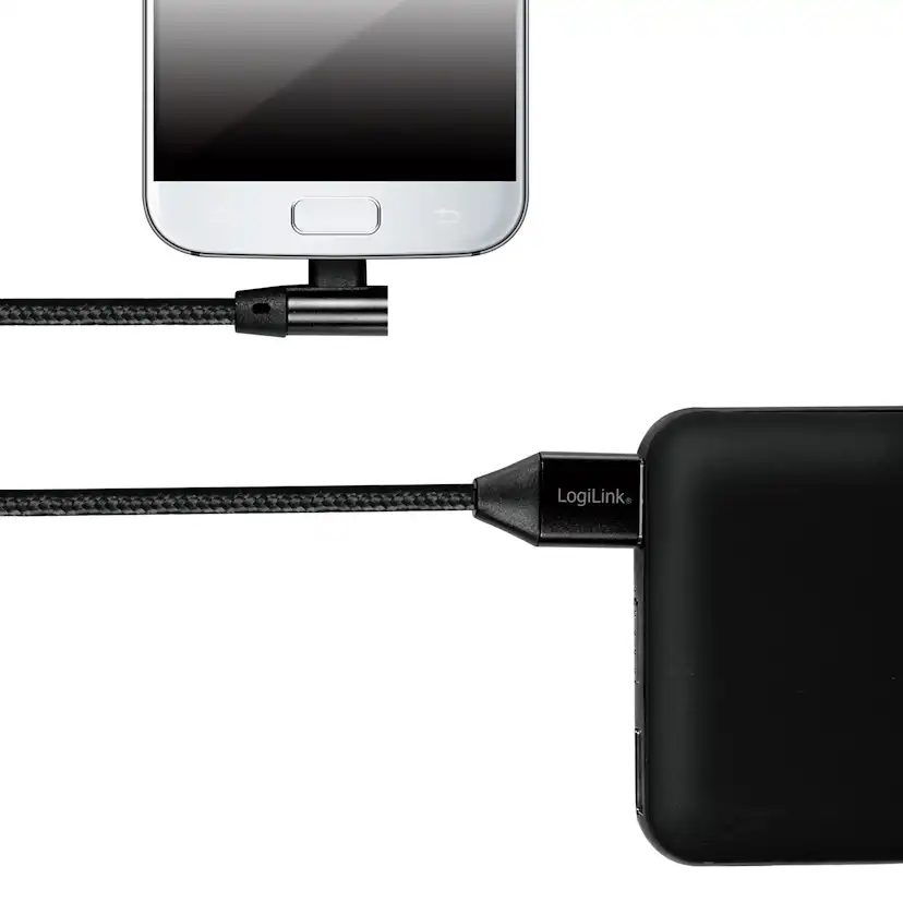 Vinklad MicroUSB-kabel LogiLink USB 2.0 15W 1 m