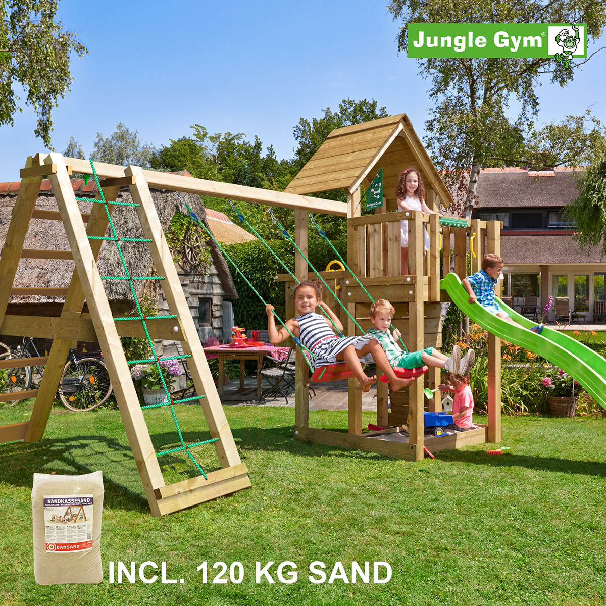 Lektorn Jungle Gym Cubby Komplett Inkl Climb Modul X'tra, 120 kg Sand och Rutschkana
